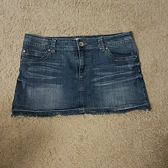 stretchy denim mini skirt